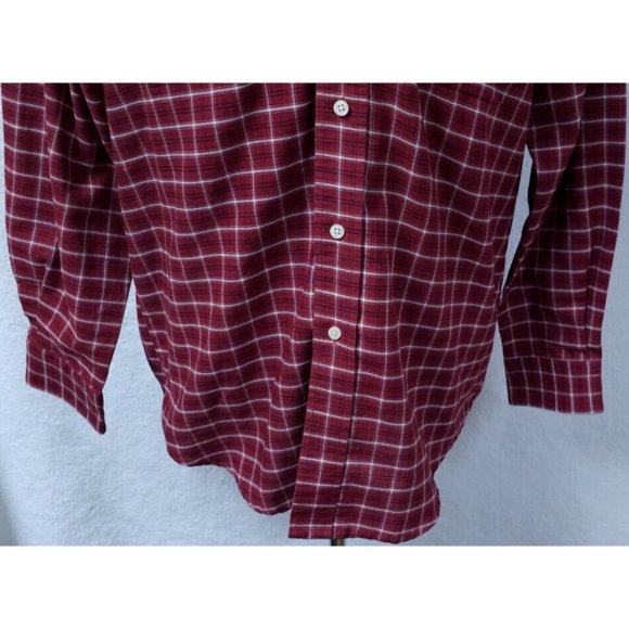 Towncraft Wrinkle Free Stain Release Medium Red Plaid Long Sleeve Button Shirt - Picture 4 of 10